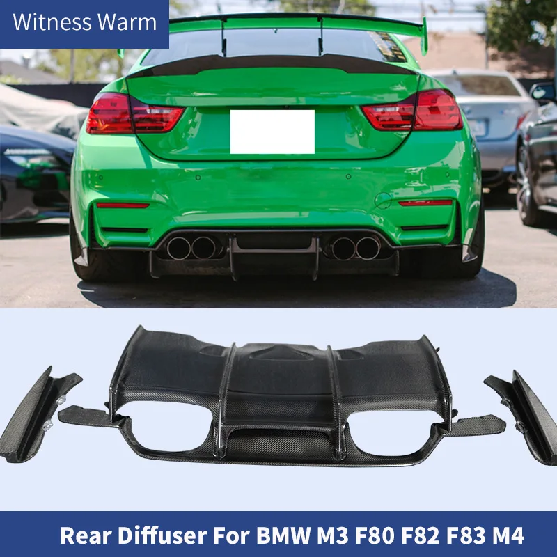 For Bmw F80 M3 F83 F82 M4 Car Styling Carbon Fiber Rear Bumper Exhaust Diffuser Lip Spoiler