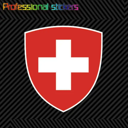 Swiss Coat of Arms Sticker Decal Self Adhesive Vinyl Switzerland Flag CHE CH Stickers for Cars, Bicycles, Laptops, Motos