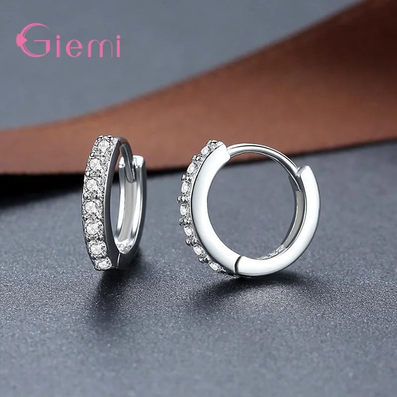 New Exquisite Small Round Ear Hoops 925 Silver Needle Women Girls Romantic & Simple CZ Earrings For Wedding Party