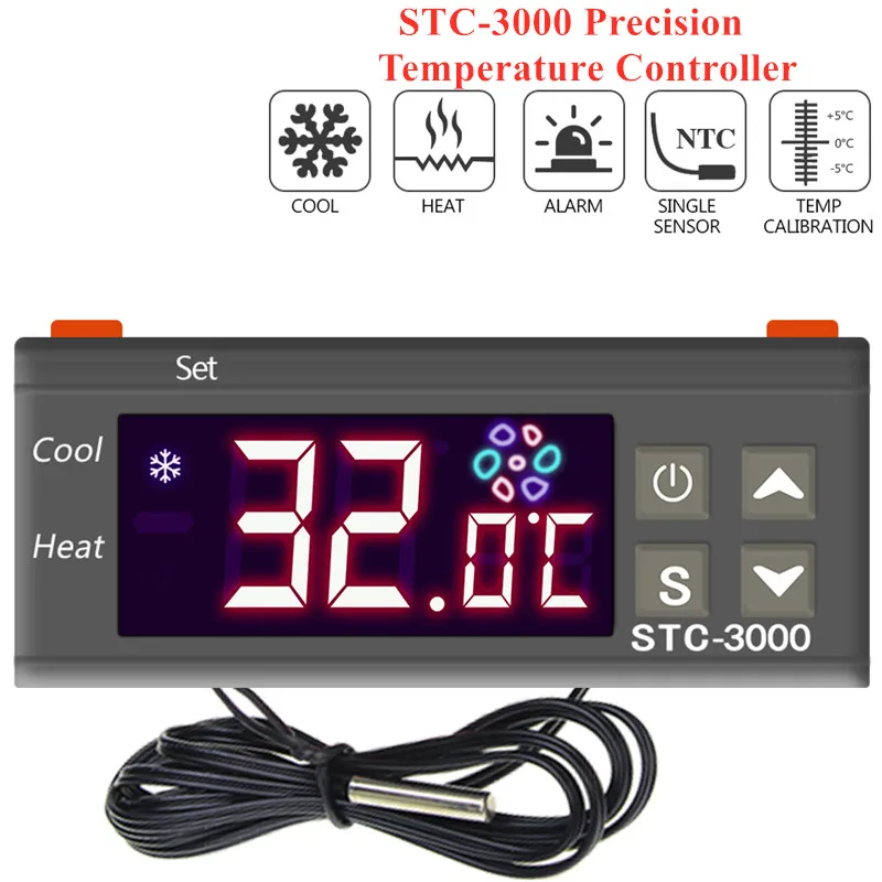 STC-3000 cyfrowy regulator temperatury 110V-220V termostat termoregulator z przekaźnikiem czujnika ogrzewanie chłodzenie inkubator 12V 24V