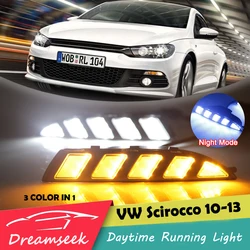 3 Color LED DRL For VW Scirocco 2010 2011 2012 2013 2014 Daytime Running Light With Turn Signal Lamp