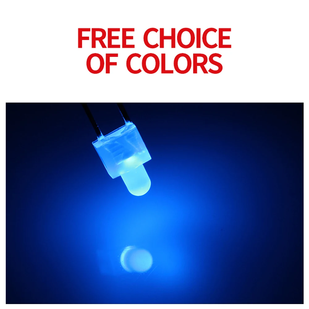 1000pcs 2MM Nipple Type Mist High Brightness Blue Light Direct Into LED long feet straight lamp bead