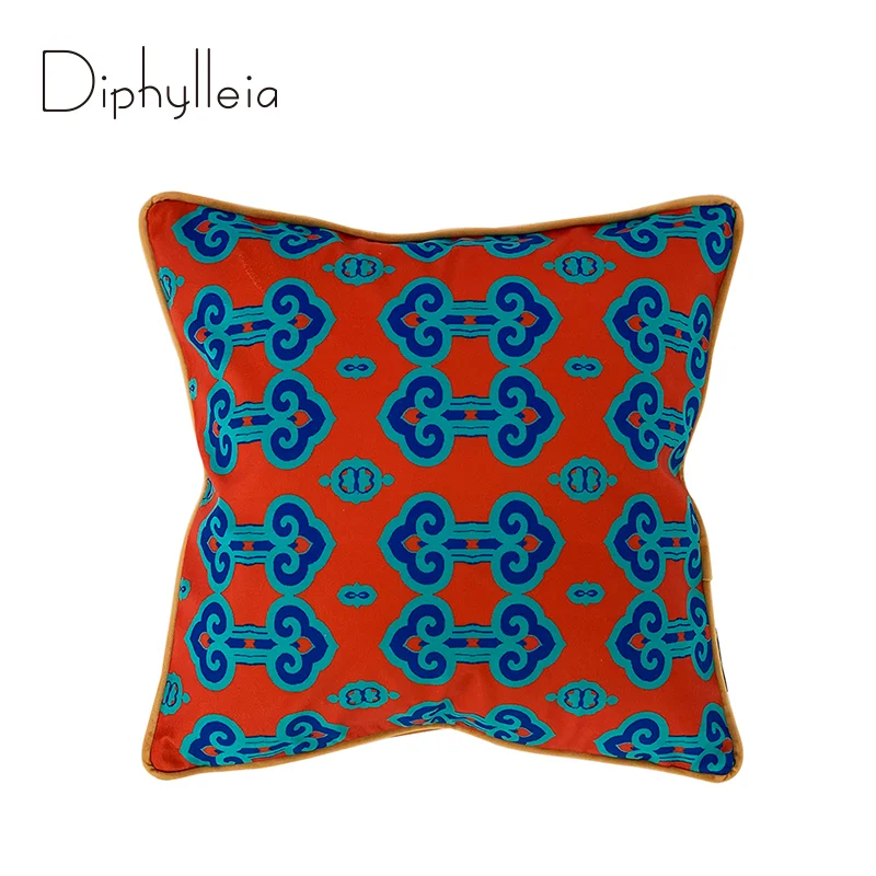 

Diphylleia Chinoiserie Geomertic Throw Pillow Cover Ruyi Tattoo Chinoise Exotique Cushion Case Old Fashion Pillowcase 45x45cm