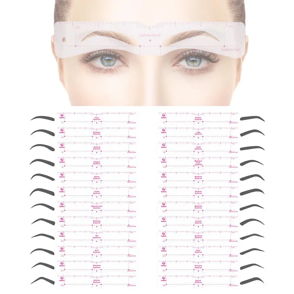 24Pcs Reusable Eyebrow Shaping Stencils Grooming Template Card Makeup Shaper Set Template Tool Eyebrow Makeup Beauty Kit