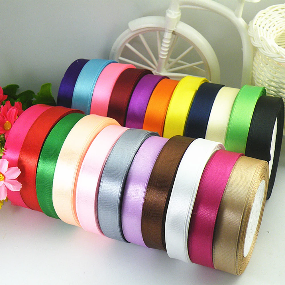 35Color 7 sizes Silk Satin ribbon Wedding Party Decoration Gift Wrapping packing DIY Riband bowknot customize logo