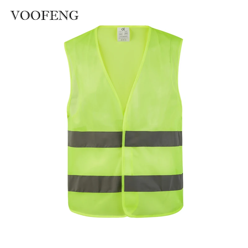 VOOFENG Reflective Vest Lightweight Fluorescent Yellow Simple Unisex Safety Workwear Logistics Volunteer Clothes Custom Logo