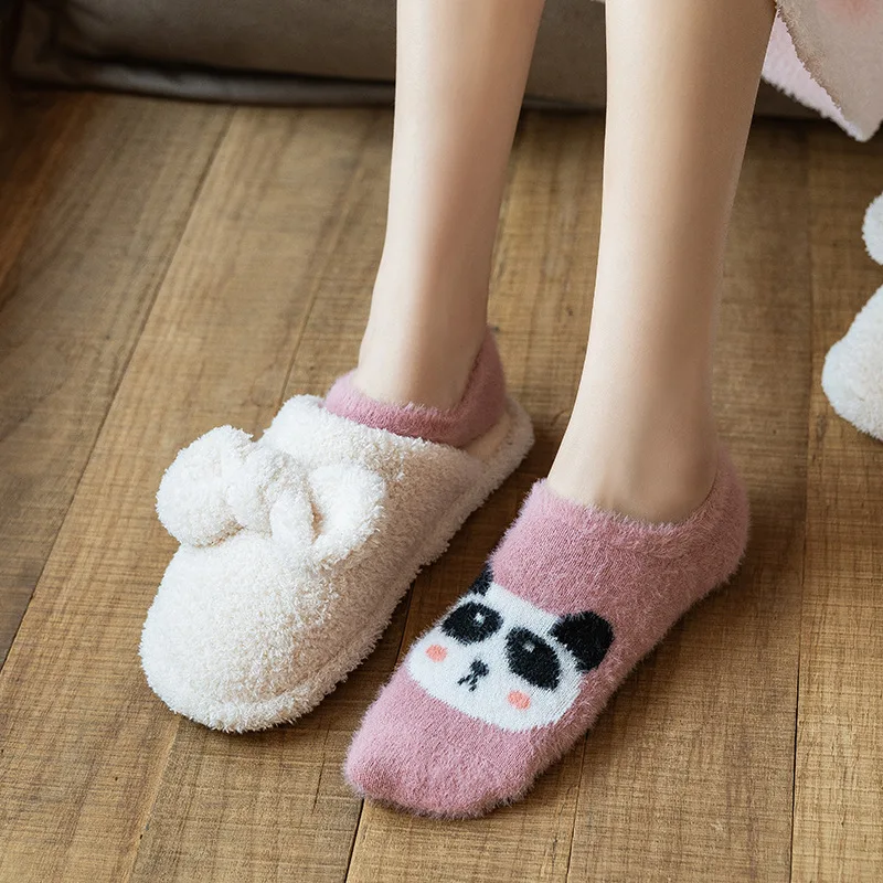 Socks Women Short Thick Invisible Warm Winter Spring Invisible Slippers No Show Treetwear Cute Kawaii Ankle Sock Girls Gift