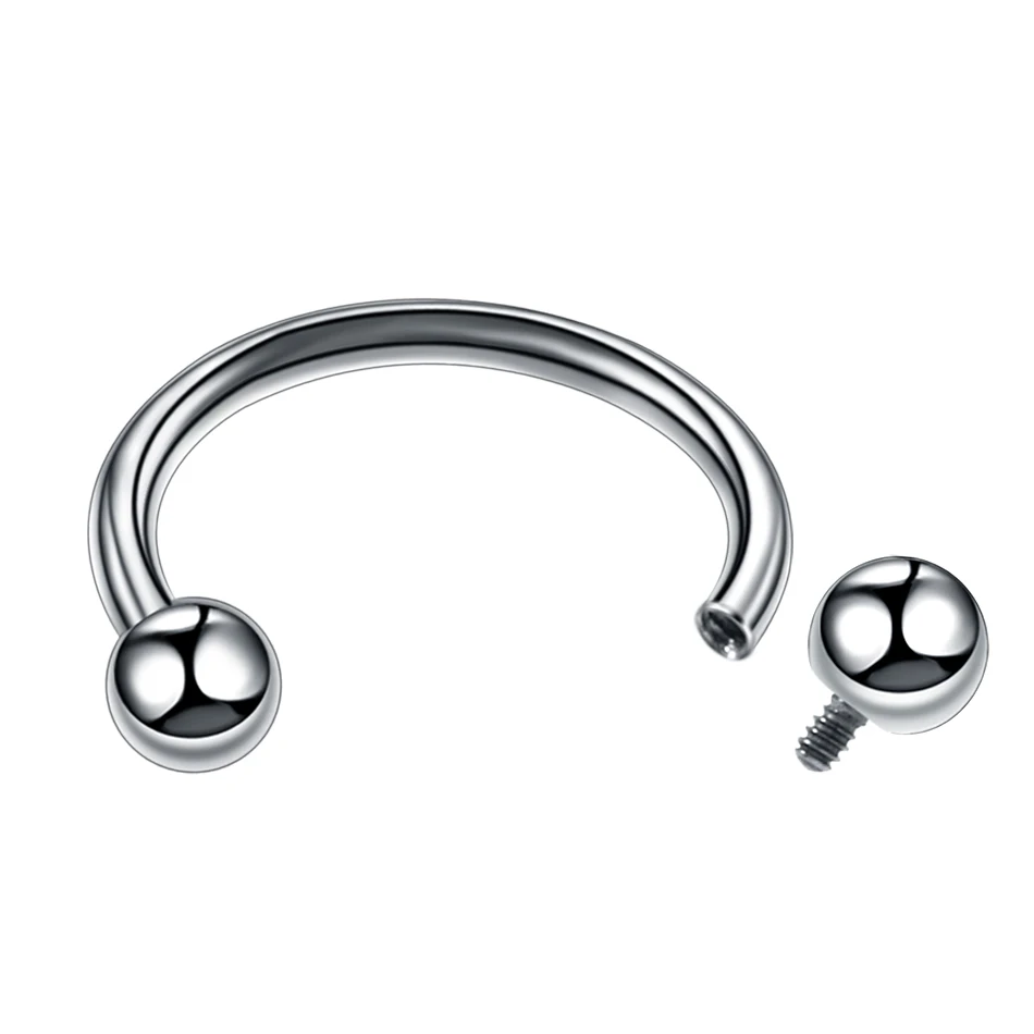 1Pc G23 Titanium Horseshoe Nose Ring Internal Thread Circular Septum Nose Hoop Ball Spike Eyebrow Ear Lip Piercing Body Jewelry