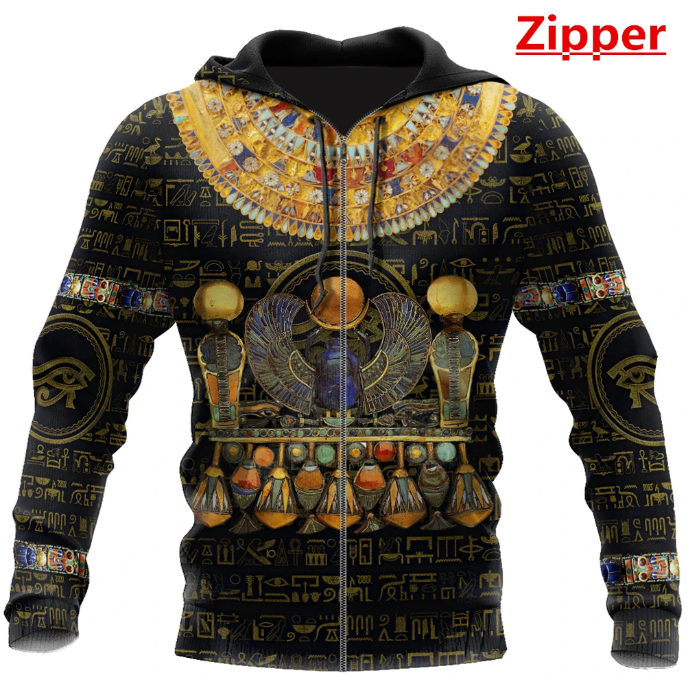 New Mens Retro Hoodie Egyptian Gods Totem 3D Printed  Zipper Hoodie Unisex Harajuku Casual Sweatshirt DYI274