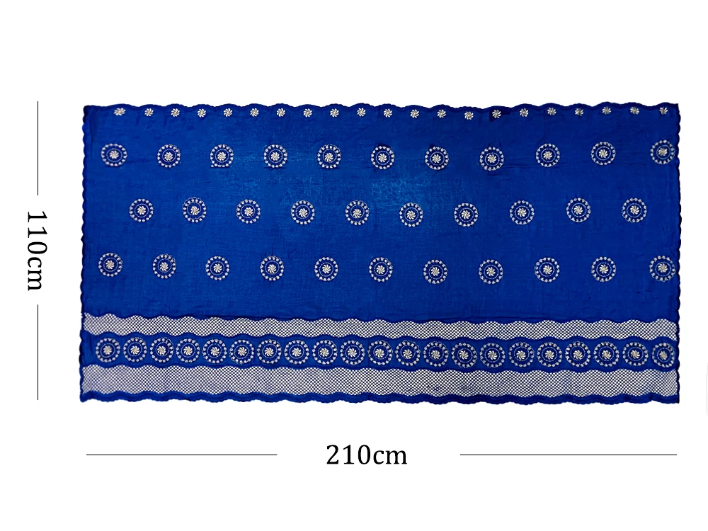 Écharpe Africaine en Mousseline de Soie pour Femme Musulmane, Châle de Grande Taille 210x110cm, Turban de Prière Indien et Turque, Broderie de