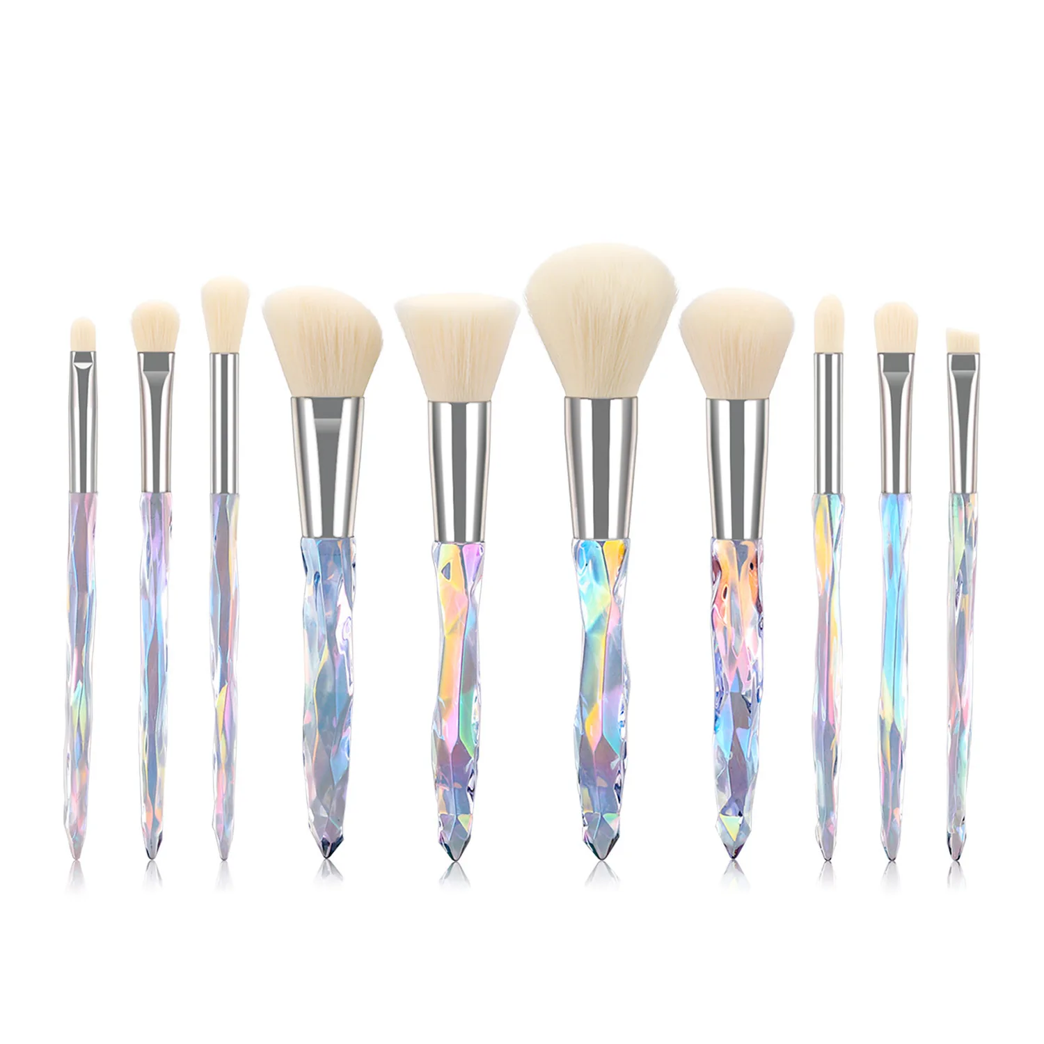 10 crystal makeup brushes with transparent diamond handle edge brush eyeshadow brush beauty maquillaje profesional make up set