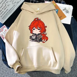 Genshin Impact Diluc Print Hoody Hot Game Cosplay Costume Hoodies Women Crewneck Sweatshirt  Korean Style Sudaderas Para Mujer