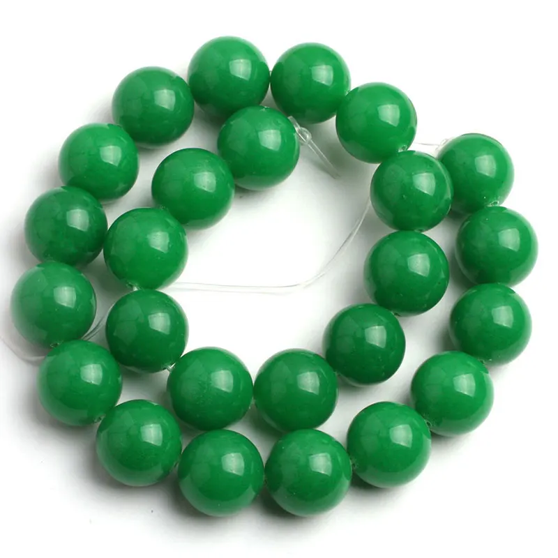 Green Jades Round Beads For Jewelry Making Strand 15\