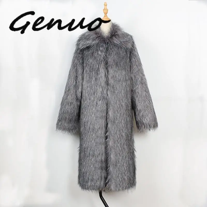 2019 Nieuwe Vrouwen Herfst Winter Pluizige Plus Lange Faux Vos Haar Wasbeer Bontjas Elegante Vrouwelijke Kleding Slanke Warm lady Jacket