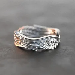Huitan Simple Stylish Women Wings Rings Metal Silver Plated Romantic Gift Versatile Ring for Party Ladies Fashion Jewelry