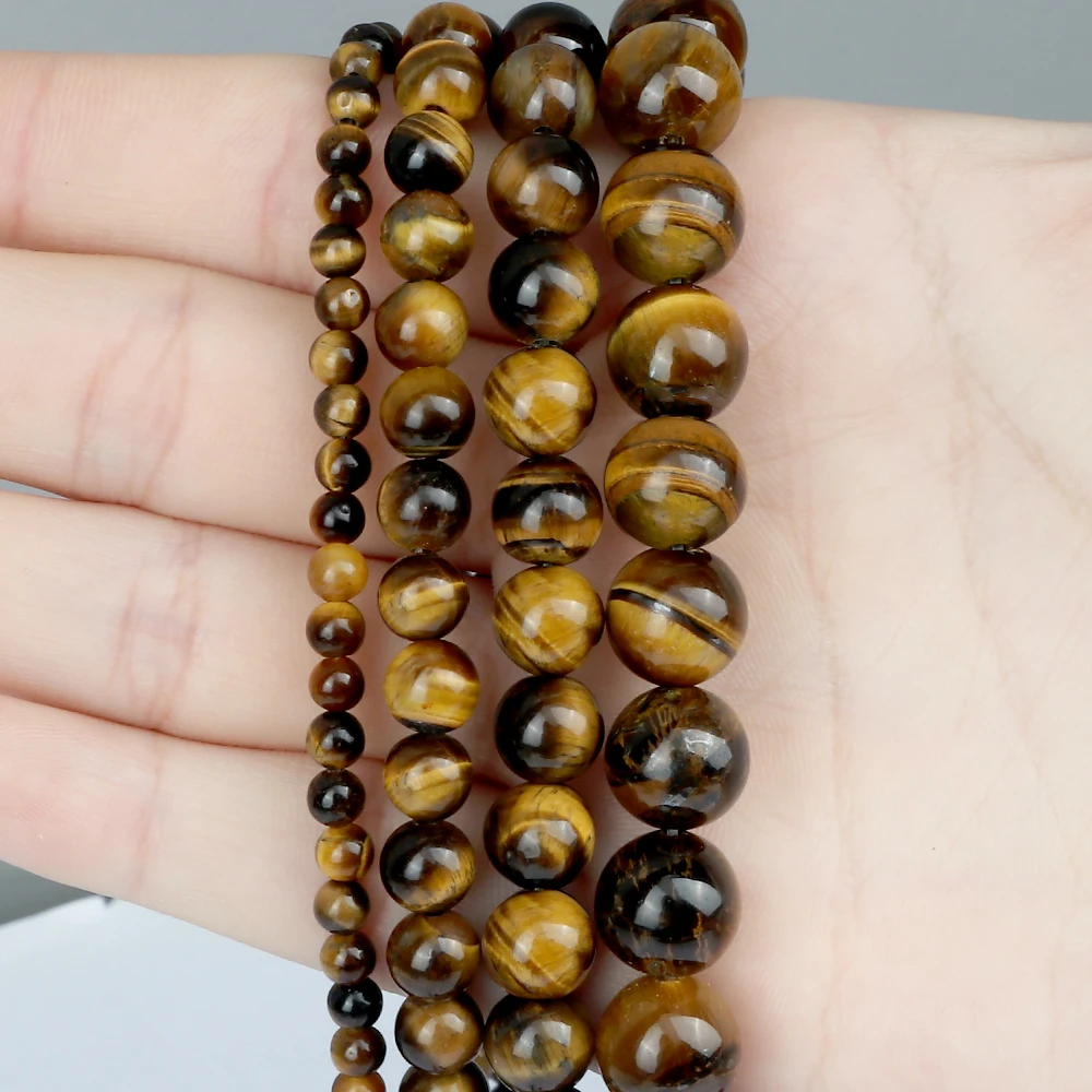 Wholesale Natural Stone Beads 4 6 8 10MM Tiger Eye Onxy Loose Stone Beads Jewelry Accessories For DIY Making Bracelet Necklace