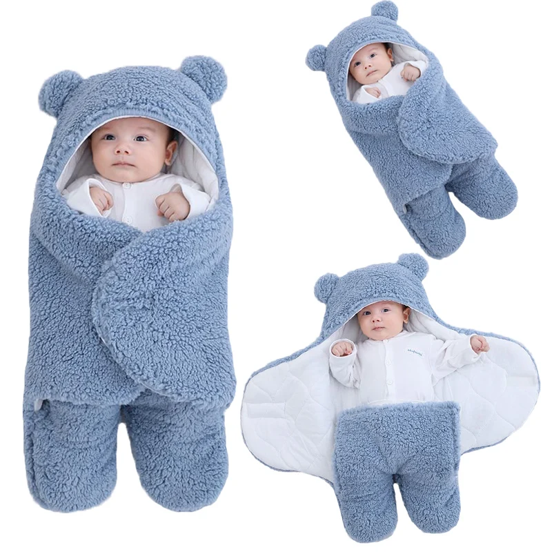 Newborn Baby Sleeping Bags Soft Baby Wrap Blankets Bedding Envelope For Newborn Thicken Fleece Infant Sleepsack 0-6 Months