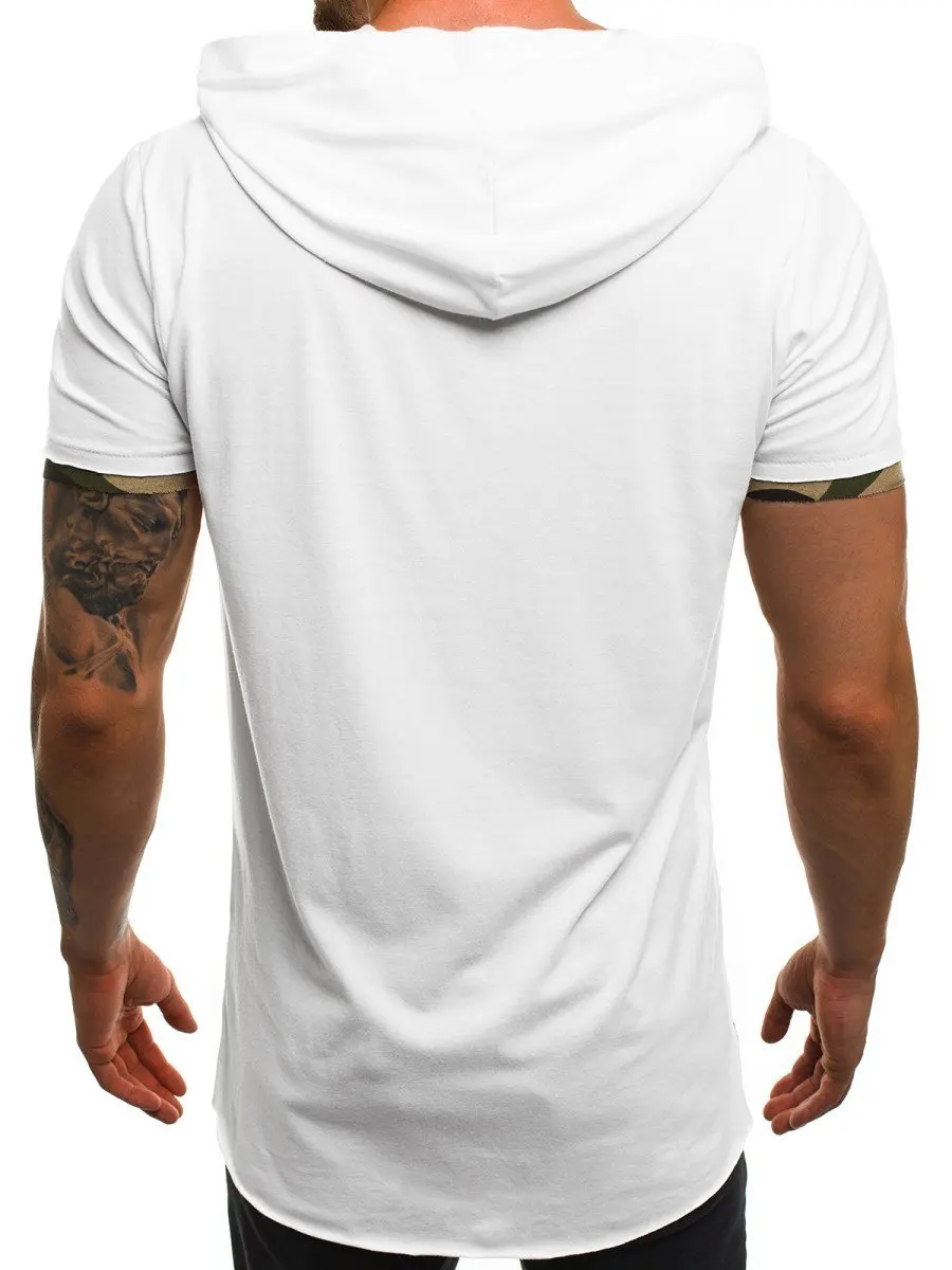 New Hoodies T Shirt Men Short Sleeve Tops and Tees Summer Fitness Clothing Camouflage Hole Tshirt Men Slim Fit Sportwear MY172