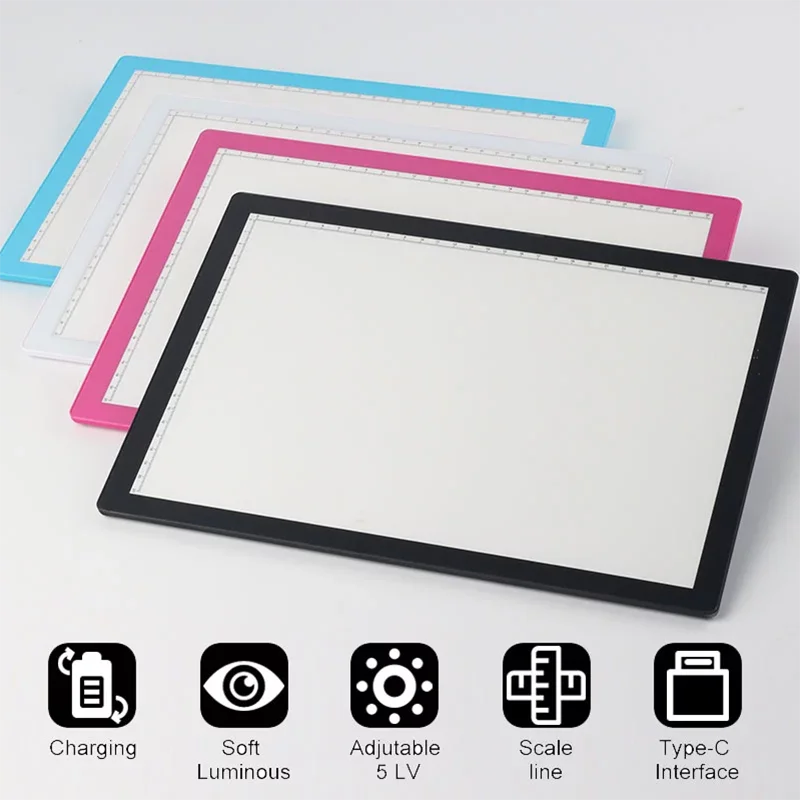 A4 Battery Powered Five Level Dimmable Led Light Pad Drawing Board Tracing Light Box Eye Protection Easier for Diamond Painting