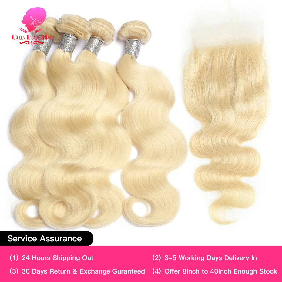 Queen Beauty 613 Honigfarbe Blonde Körperwelle Remy Echthaar 4x4 5x5 Malaysischer Spitzenverschluss mit Bündel 8-30 32 34 36 Zoll – Detail 4