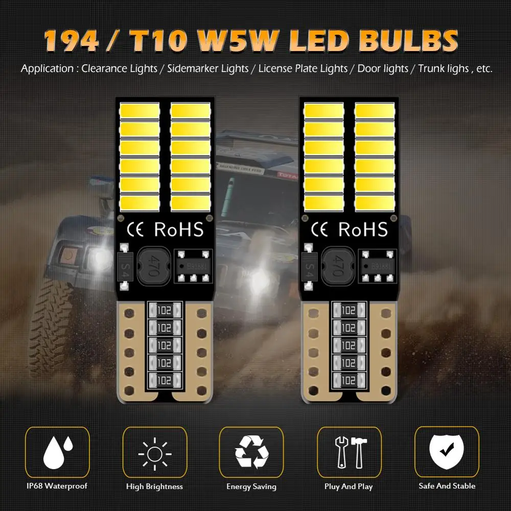 2x T10 CANBUS Car Parking 192 W5W LED Clearance Light For Skoda Octavia A5 A7 2 1 Rapid Fabia 1 2 Superb Yeti Spoiler Felicia RS