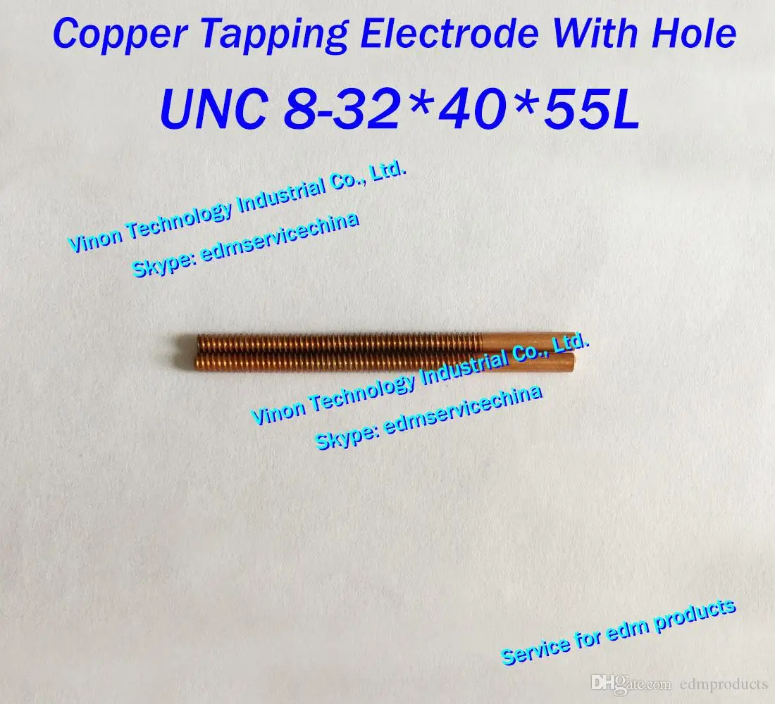 

(5pcs/lot) UNC 8-32*40L*55L Copper thread electrode for EDM spark, tapping electrode copper 8-32 UNC with hole