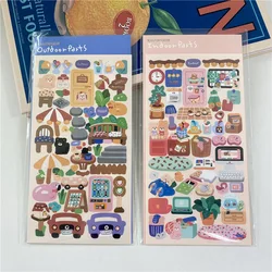 Ins Cute Landscape Stickers Outdoor Indoor Bear Waterproof Stickers Idol Card Hand Account Decoration Stickers Stationery