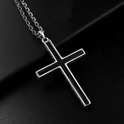 S925 Sterling Silver Simple Bright Cross Pendant for Wome Men Lover Pure Silver Fashion Christian Jewelry Chain Accessories