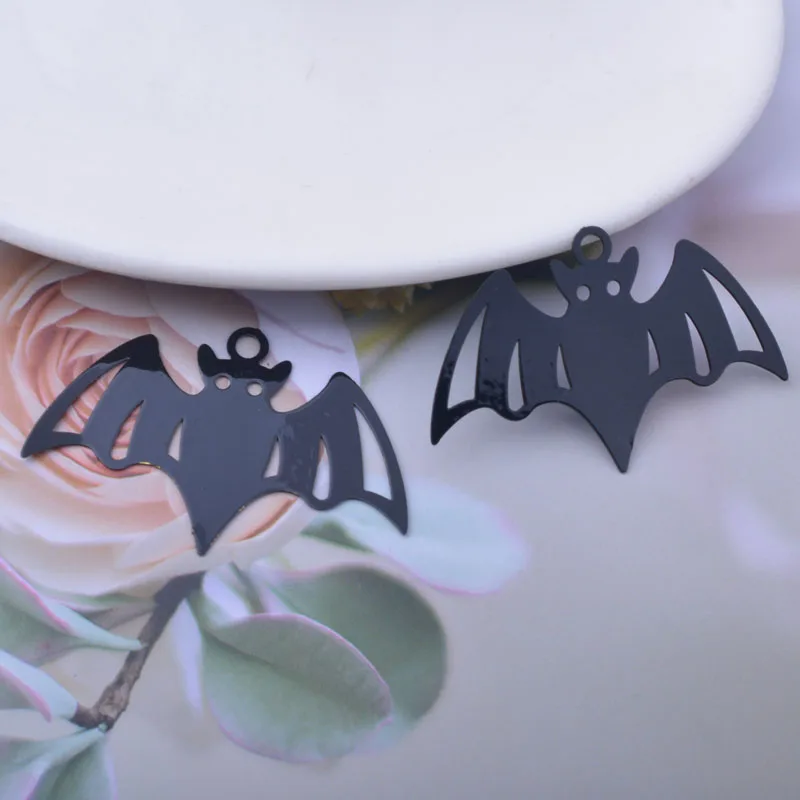 30 Stück AB6841 27*41mm Halloween-Anhänger aus Messing in Roségold- und Silberfarbe, Fledermaus-Anhänger zur Herstellung von Halsketten und Ohrringen – Detail 11