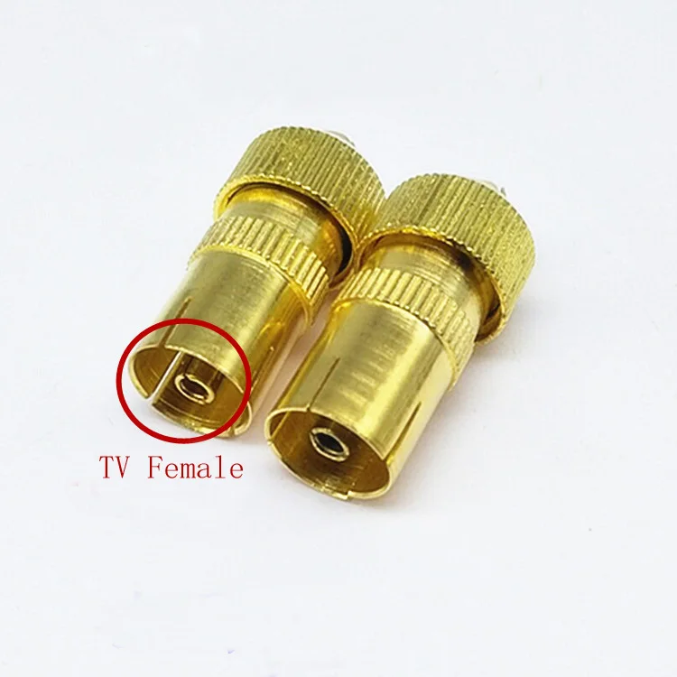 100pcs New RF Antenna CATV TV FM Coax Cable PAL TV Female Jack Connector Adapter Gold plated