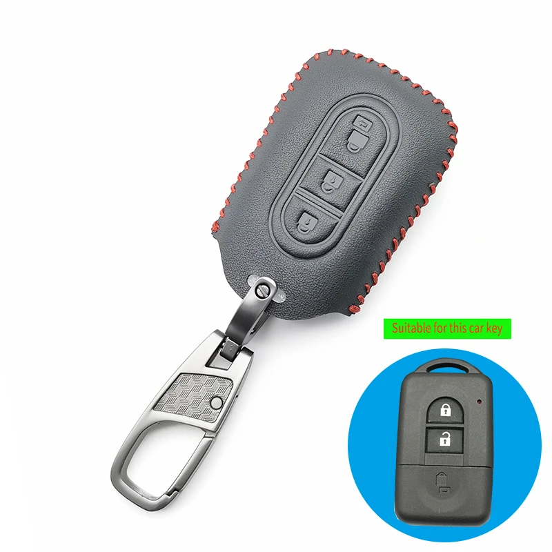 Praise Car Key Leather Case Cover Skin Fob Protect For Nissan NAVARA QASHQAI MICRA JUKE X-Trail Duke 3 Buttons Remote Keyless