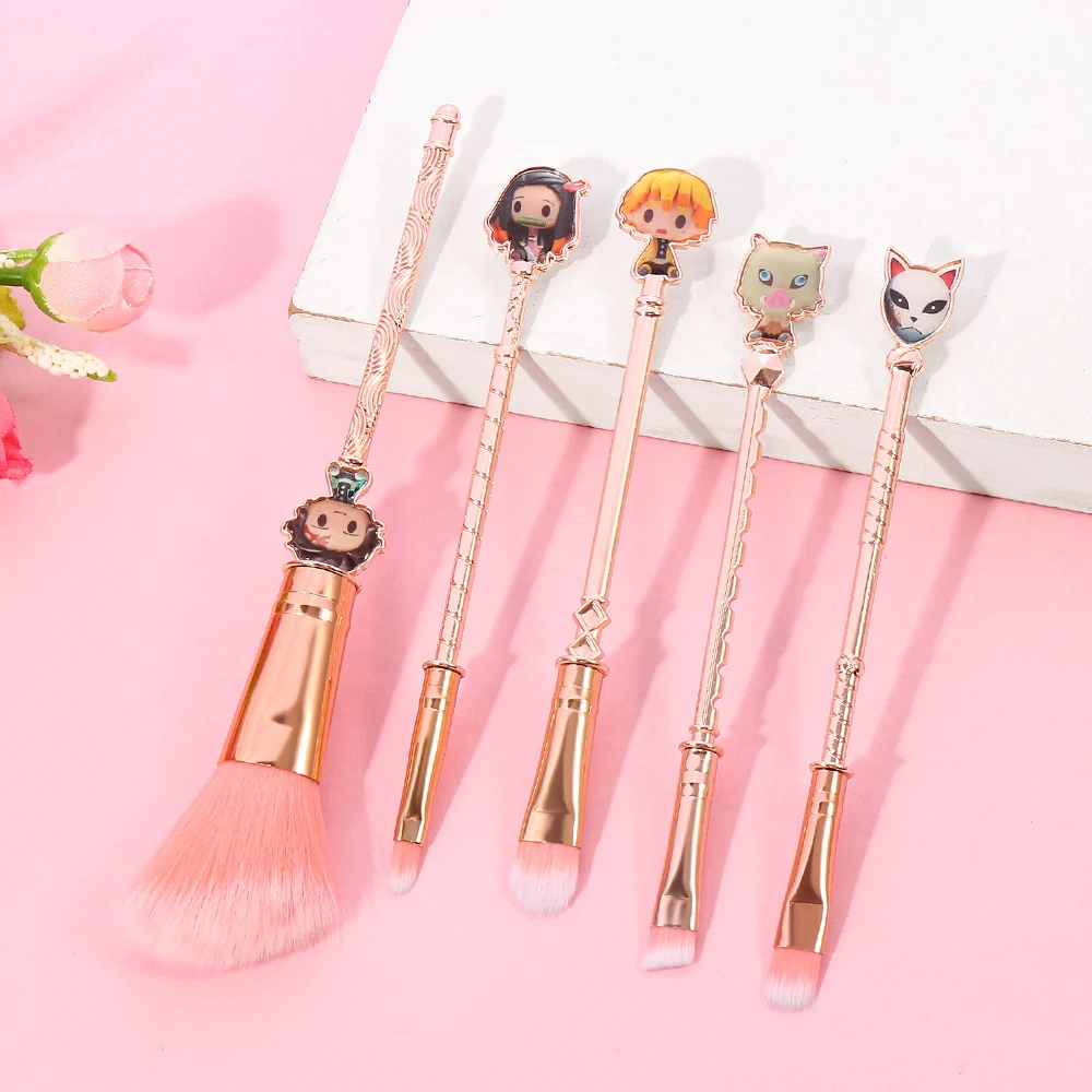 Japan Anime Cosplay10pcs Demon Slayer Kimetsu no Yaiba Makeup Brushes Set Tool Women Powder Eyeshadow Face Cosmeitcs Fan Collect