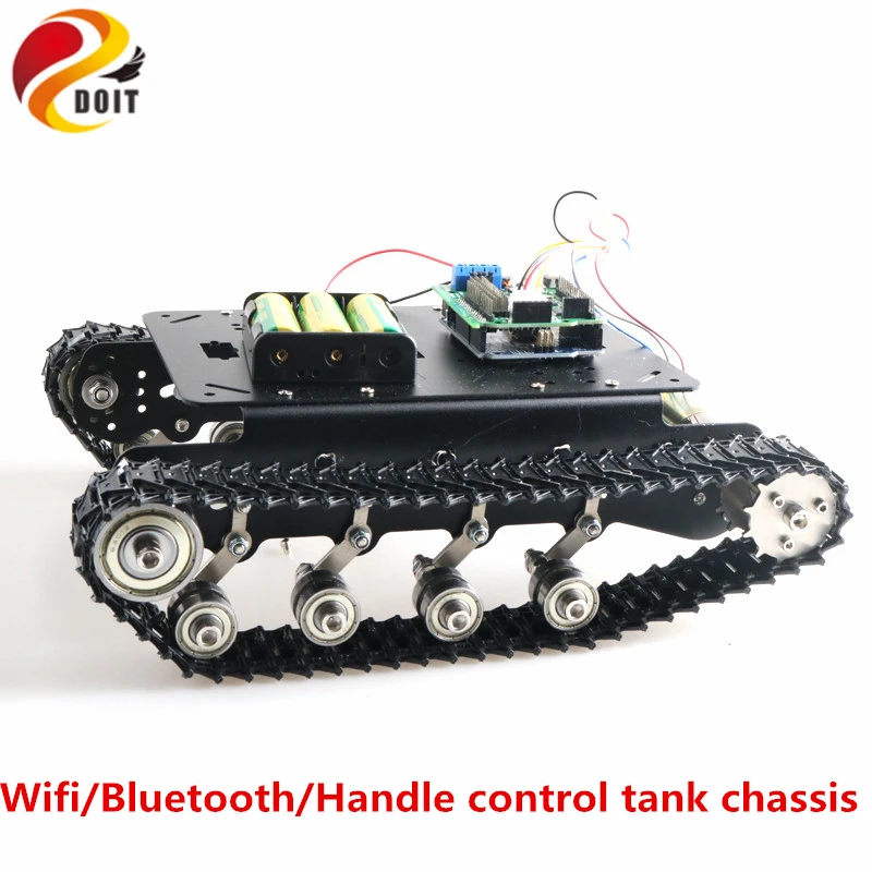 SZDOIT Wifi/Bluetooth/Handle Control Metal Tracked Tank Chassis Kit Shock Absorbing Crawler RC Robot 8KG Load DIY For Arduino