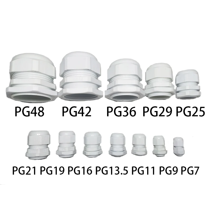 Cable impermeable glándula IP68 entrada de cables 10 Uds. PG7 para 3-6,5mm PG9 PG11 PG13.5 PG16 PG19 PG21 conector de Cable de plástico de nailon