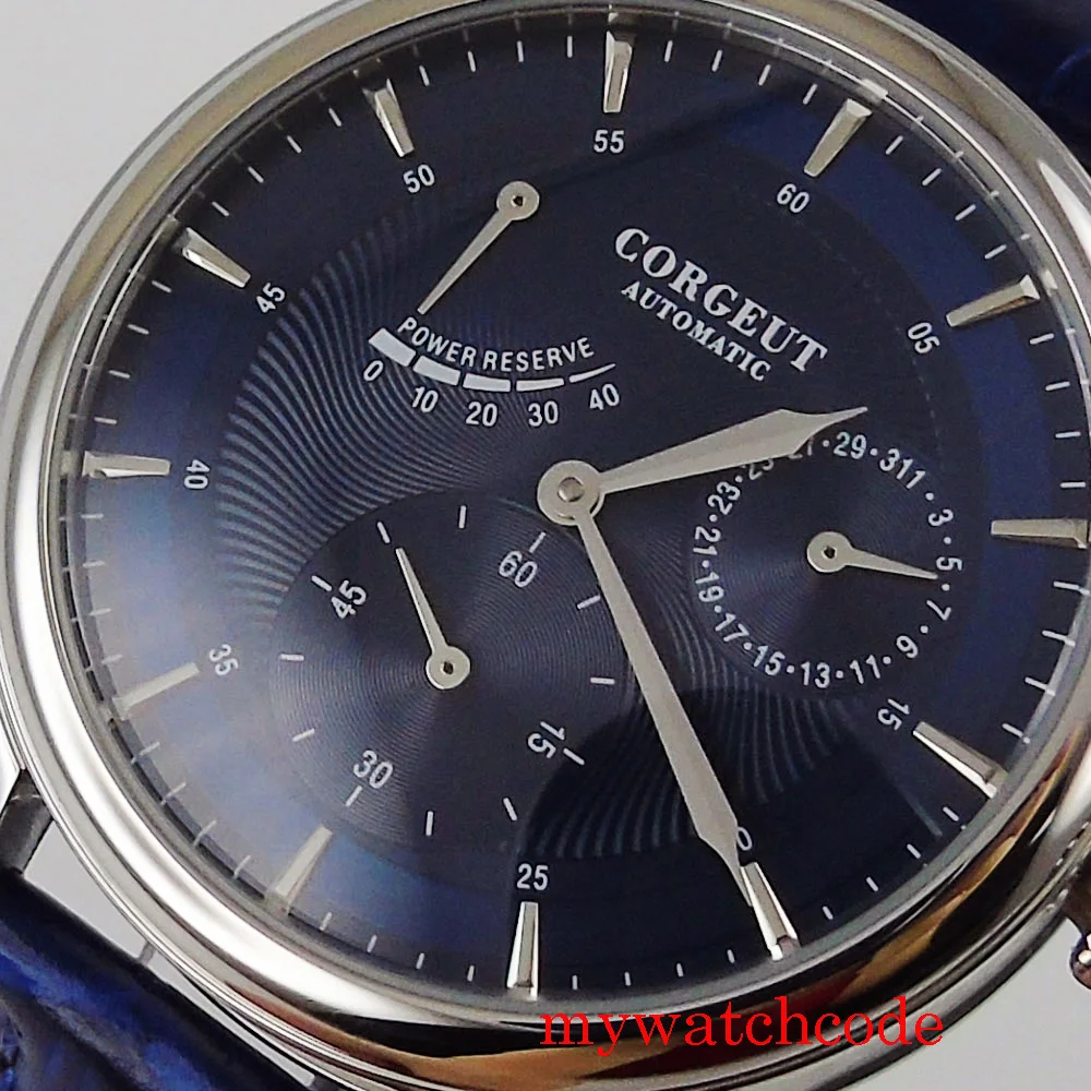CORGEUT-Reloj de pulsera de oro rosa para hombre, cronógrafo deportivo de 42MM con calendario, 48 horas de movimiento, ST1780