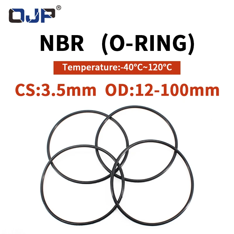 

NBR O Ring Seal Gasket Thickness CS3.5mm OD12-200mm Wear Resistant Automobile Petrol Nitrile Rubber O-Ring Waterproof Black