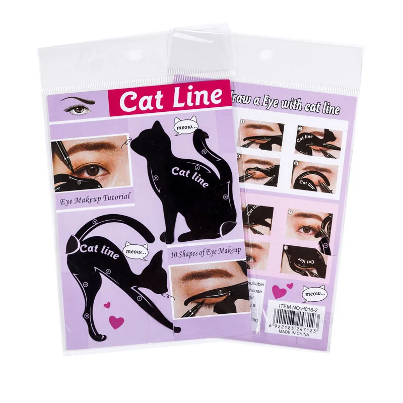 USPS Schönheit Augenbraue form Schablonen 2Pcs Frauen Katze Linie Pro Eye Make-Up Werkzeug Eyeliner Schablonen Vorlage Former Modell für frauen mädchen