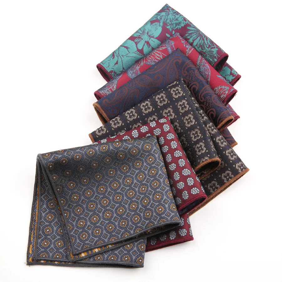 Linbaiway-Mouchoirs floraux carrés de poche Paisley pour hommes, serviette de poche classique pour la fête de mariage, accessoires trempés, logo personnalisé