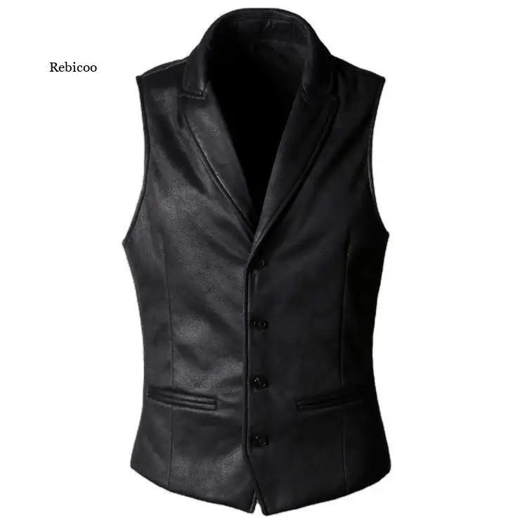 

Men's Vest Lapel Solid Single Breasted Sleeveless Pocket Decor New Fashion Male Casual Washable Jacket Autumn