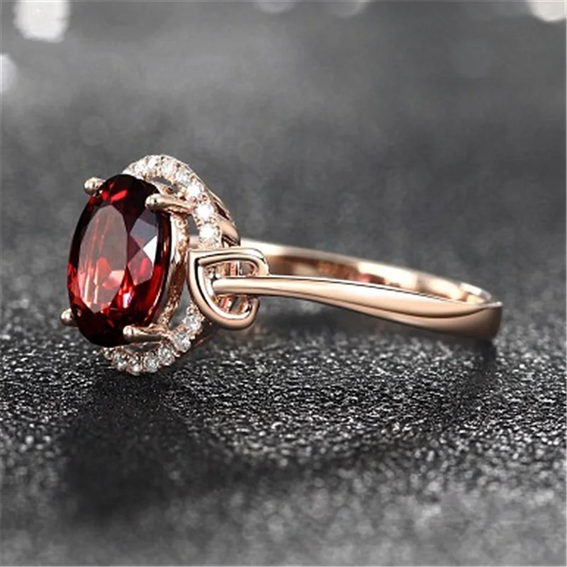 

Hot Selling Creative 925 Sterling Silver Ruby Ring Rose Gold Color Caibao Crystal Ring Party Engagement Jewelry