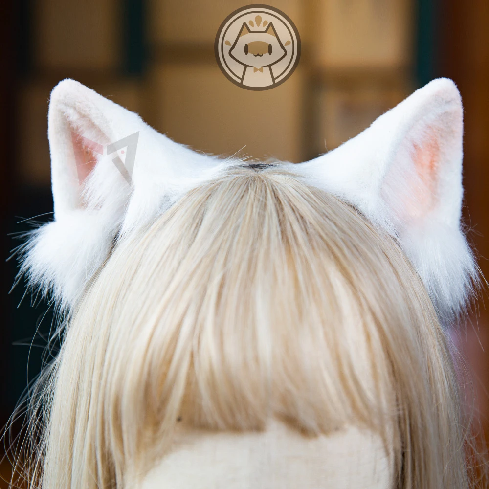 

MMGG New White Cat Neko Ears Hairhoop Headwear Headband For Anime Lolita Cosplay Costume Accessories Headwear Headband