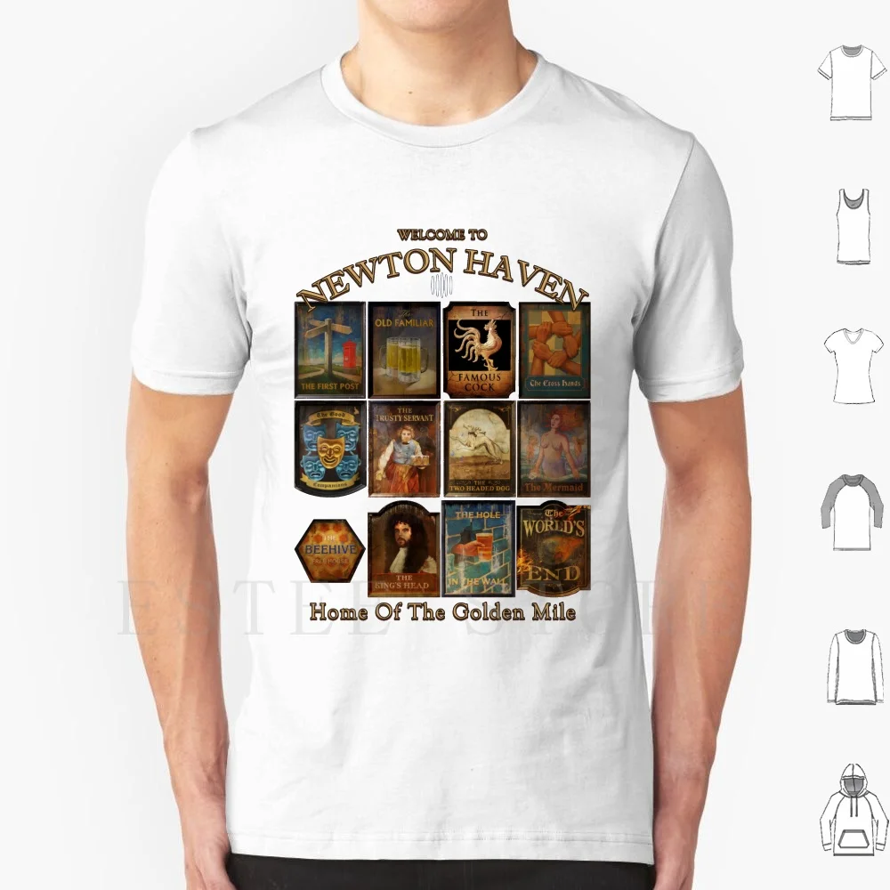 Newton Haven Pubs T Shirt Print Cotton Worlds End Pegg Frost Shaun Dead Zombie Film Hot Fuzz Wright Geek Nerd Pub Crawl Cool