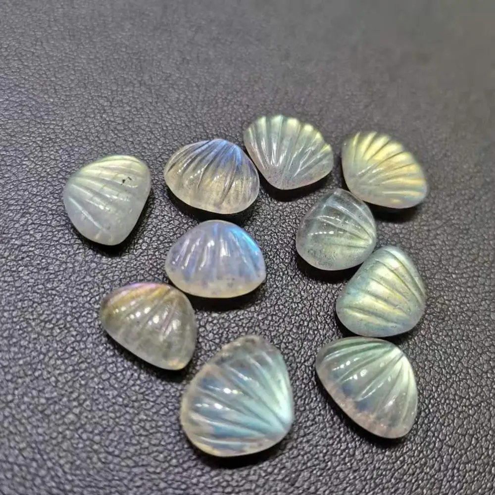 Natural flashy Labradorite Shell shaped beads for Jewelry design