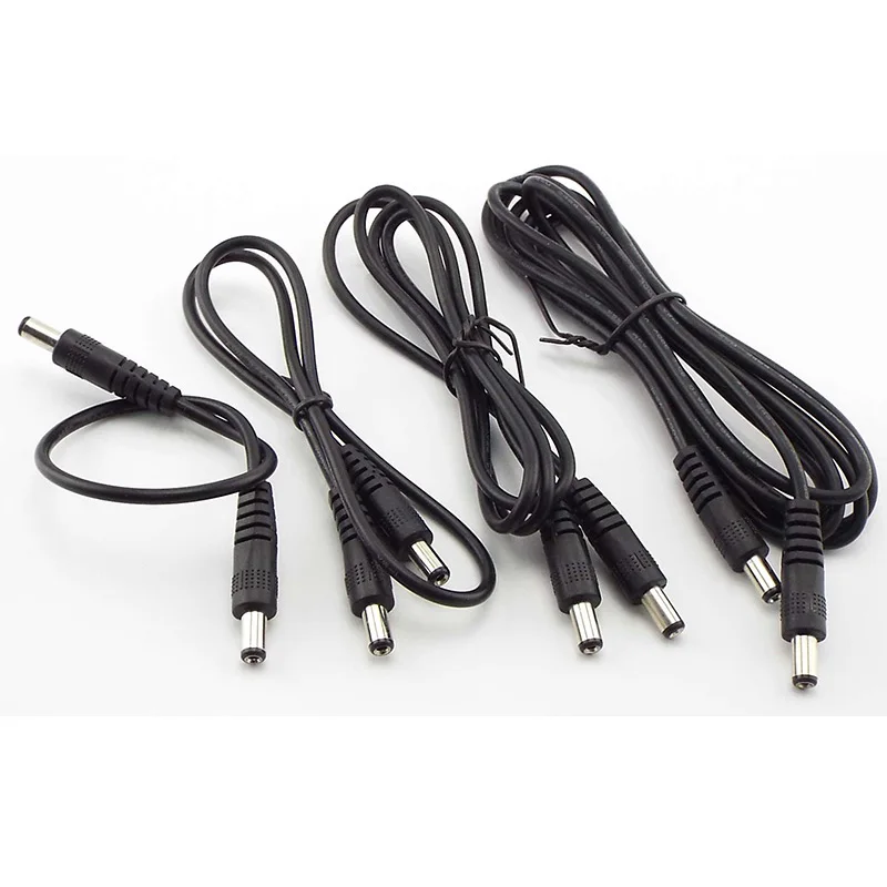 0.25m/0.5m/1m/2m DC Power Cable Plug 5.5 x 2.1mm Male To 5.5 x 2.1mm Male CCTV Adapter Connector Cable 12V Power Extension Cords