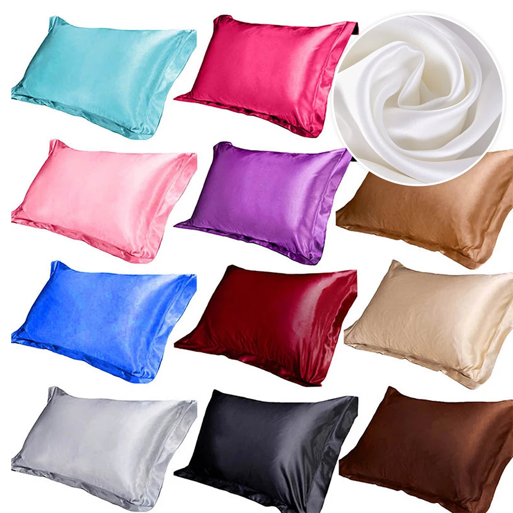 

2021 Pure Emulation Silk Satin Pillowcase Comfortable Pillow Cover Pillowcase For Bed Throw Single Pillow Covers