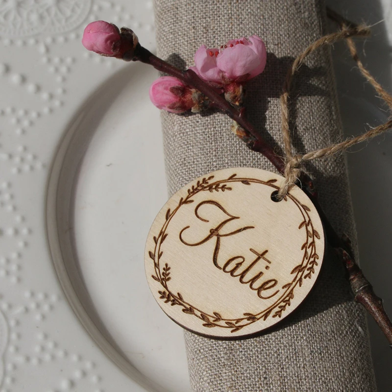 

Custom Guest Name Party Wedding Decoration Personalized Wood Name Logo Tags Unique Party Gift Table Decoration