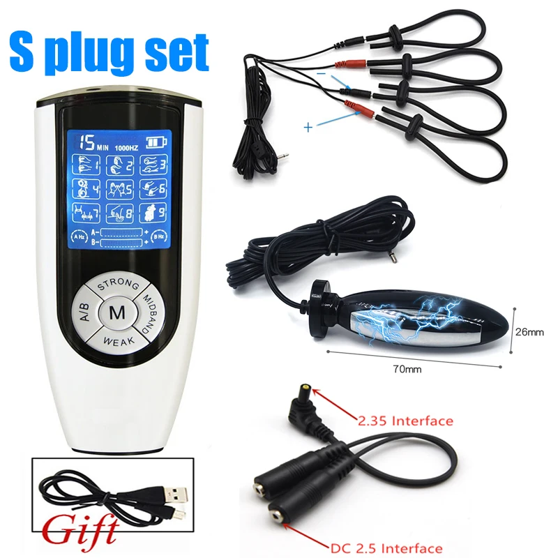 Electrostimulator for Men,Electric Shock Sex Anal Butt Plug Stimulation,Electro BDSM Cock Penis Ring,e stim Estim Electrosex toy