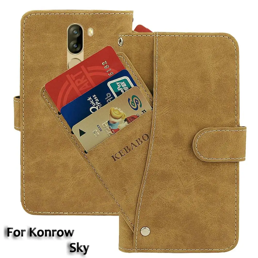Винтажный кожаный кошелек Konrow Sky, чехол 5,5 дюйма, роскошный флип-чехол с отделениями для карт, Магнитный защитный чехол для телефона, сумки