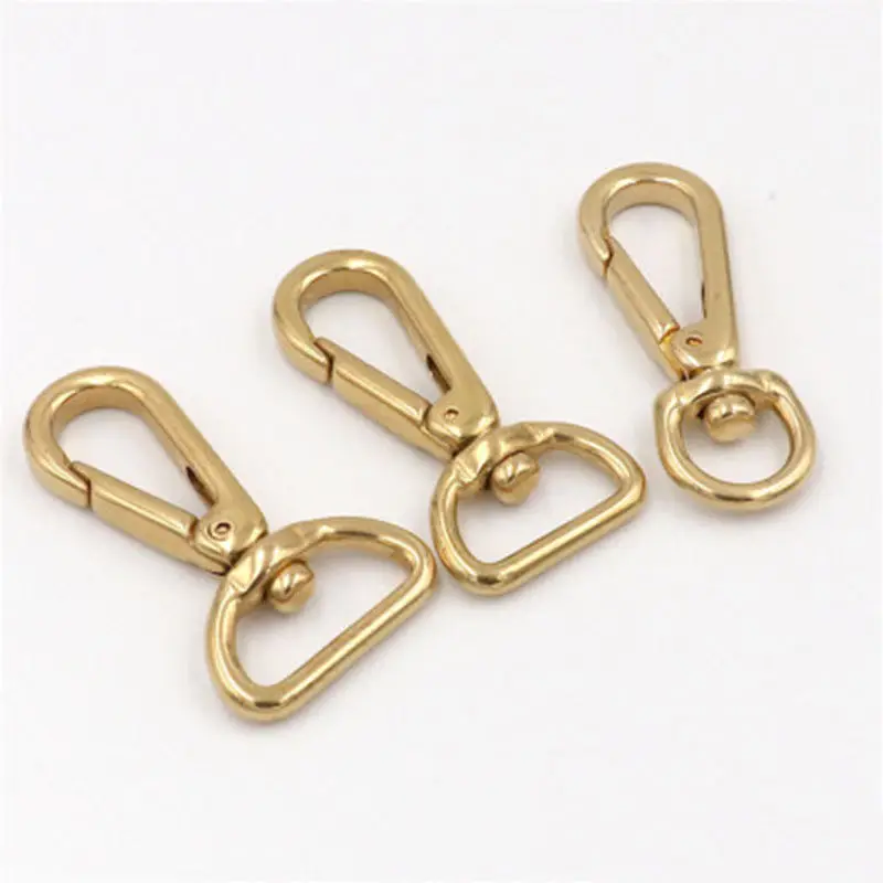 2Pcs Solid Brass Snap Hooks Swivel Eye Trigger Clips Metal Buckles Leather Crafat Luggage Bag Keychain Dog Collar Lobster Clasps