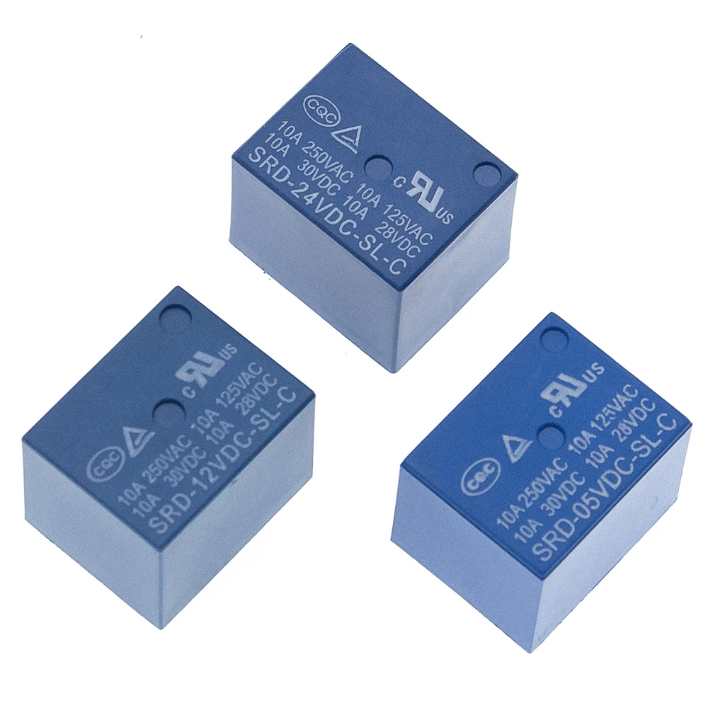 10PCS DC Power Relay T73 5V 12V 24V SRD-5VDC-SL-C SRD-12VDC-SL-C SRD-24VDC-SL-C 10A 250VAC 5PIN